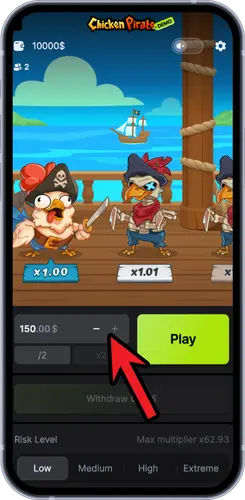 Chicken Pirate demo bet amount controls