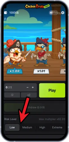 Chicken Pirate demo risk level selector
